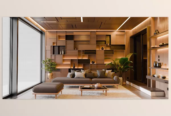 Blender Addon – Modern Abstract Wooden Living Room by Davide Tirindelli – Download