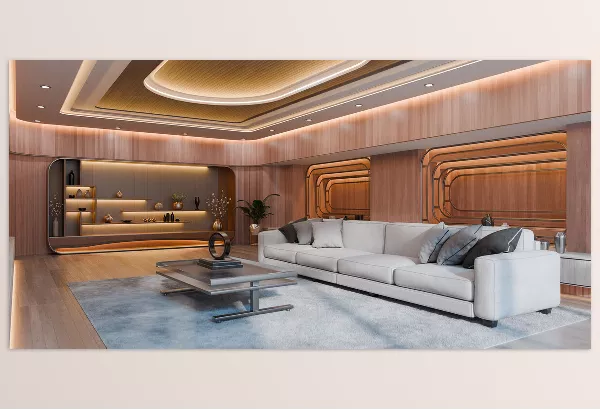 Blender Addon – Modern Curved Wooden Living Room by Davide Tirindelli – Download