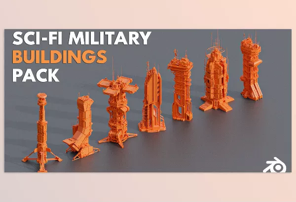 Asset – Sci-Fi Futuristic Military Buildings Pack Blender Addon by Volodymyr Hrushevskiy – Download