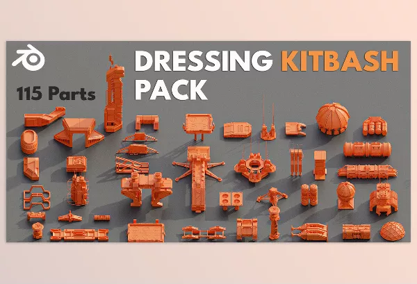 Asset – Sci-Fi Buildings Modular Kitbash Pack Blender Addon by Volodymyr Hrushevskiy – Download