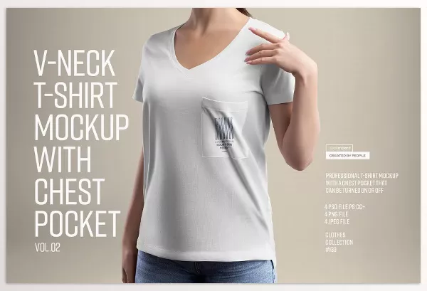 Photoshop Plugin – Mockup Woman V-Neck T-Shirt. vol.02 by Grow Design Craft Studio – Download