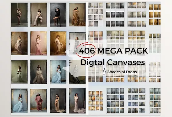 Photoshop Plugin – 406 Mega Pack Digital Canvases by Shades of Drops – Download